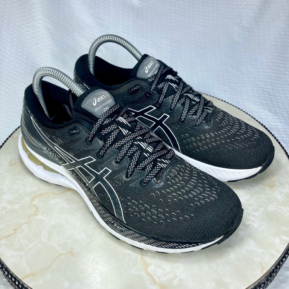 ASICS Gel-Kayano 28 Running Shoes Womens 8 Black White Workout Comfort Sneakers